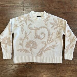 Cynthia Rowley Floral Sweater Cream/Beige Size Medium